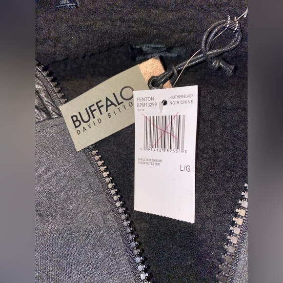 Buffalo David Bitton Men L Sherpa Zip-Up Hooded Fleece Jacket Outdoor NEW - Picture 7 of 7